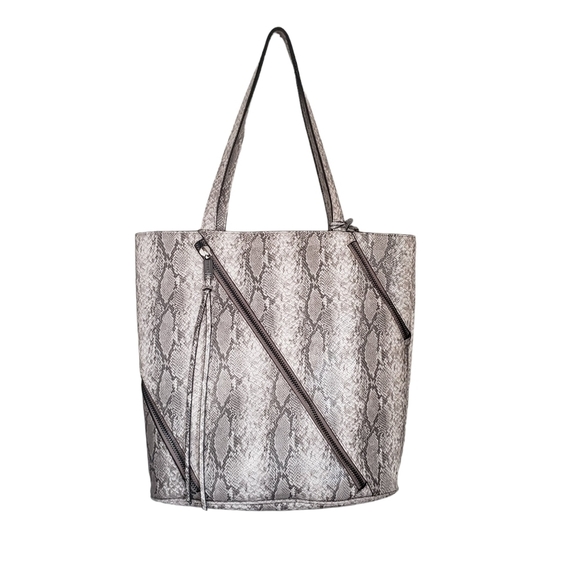 Joe's Gray Snakeskin Embossed Tote Bag Meets Personal Item Flight Reqs - Picture 1 of 11